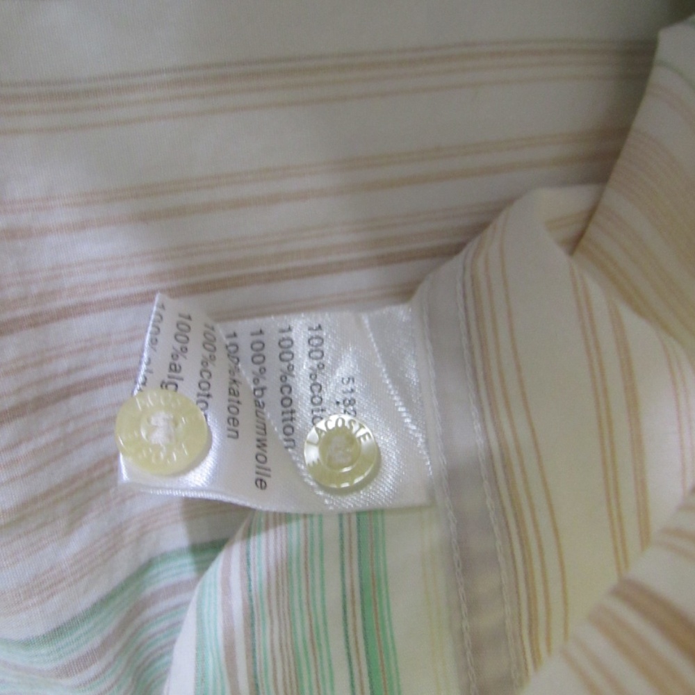 Lacoste Shirt‎ Men 40 or Sz M Green Orange Color block Regular Fit Button Down - Picture 5 of 9